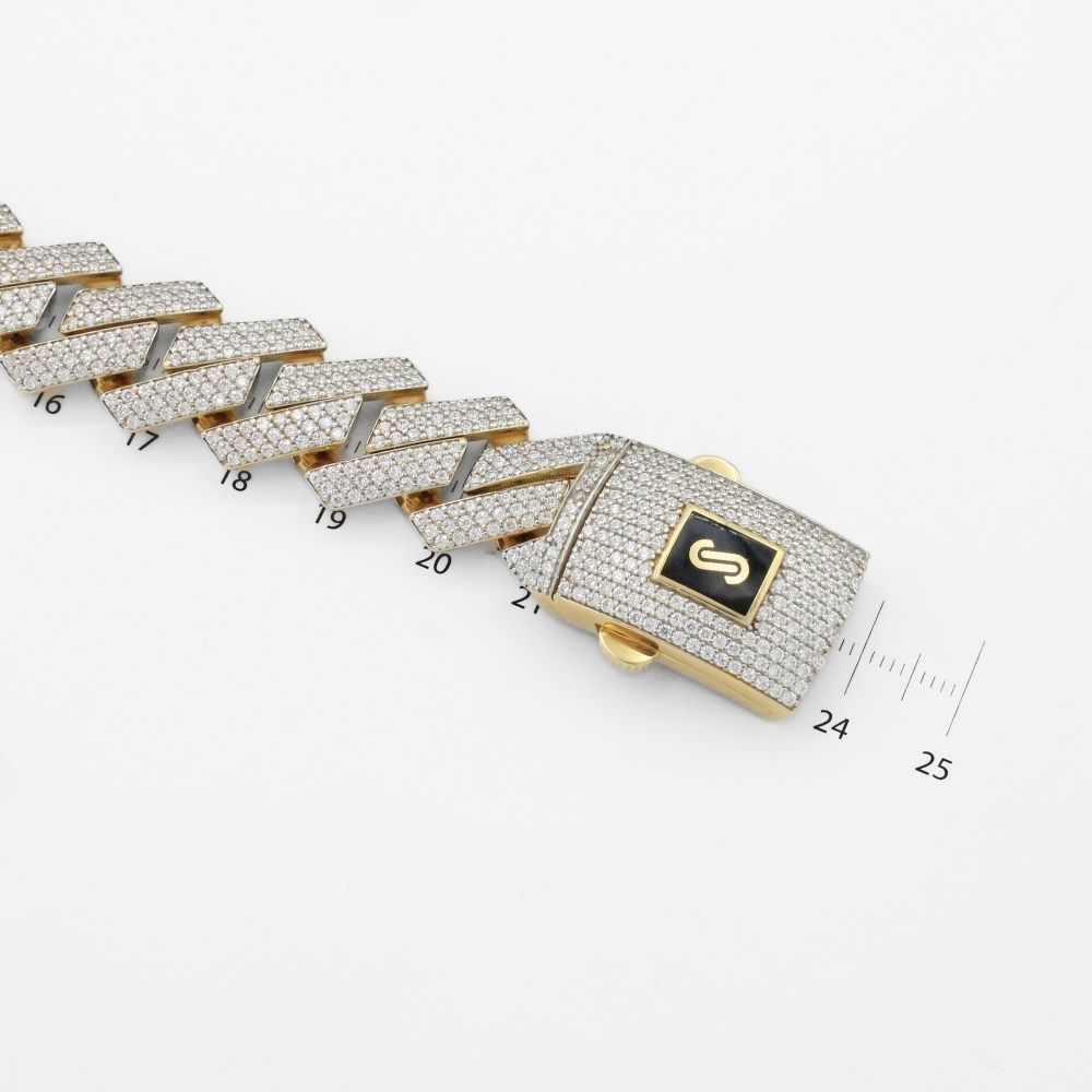 Pulsera Mónaco Chain 14k Modelo Edge Hueco de Broche Pavé con Incrustación de Swarovski mod. 9921