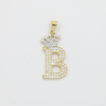 Dije de Oro 14k con Diseño de Inicial B Incrustada con Zirconias mod. 10114