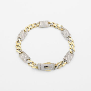 Pulsera Mónaco Chain 14k Modelo Shade Hueco de Broche Pavé con Incrustación Alt. de Swarovski mod. 9922