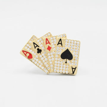 Anillo de Oro 14k Diseño Poker Incrustado con Zirconias mod. 9452
