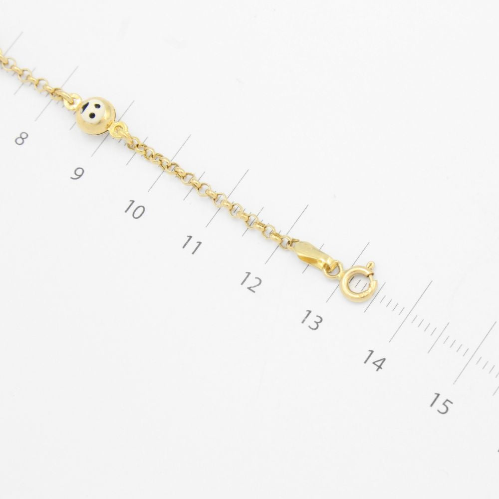 Pulsera de Oro 14k para Niño con Eslabones de Caritas mod. 9412