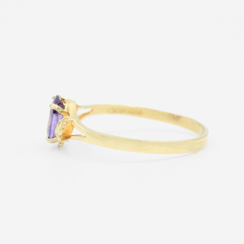 Anillo de Oro 14k Incrustado con Zirconia de Color Lila Brillante  mod. 9193