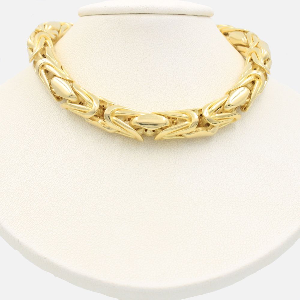 Cadena Monaco Chain 14k Modelo REY Round Hueco con Broche Plain Pavé mod. 9021