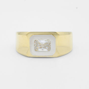 Anillo de Oro 14k con Zirconia Brillante en Diseño Confort mod. 7926