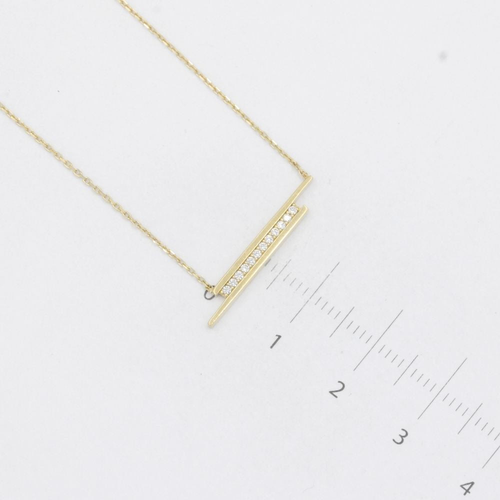 Gargantilla de Oro 14k Diseño de Barras con Línea de Zirconias mod. 8061