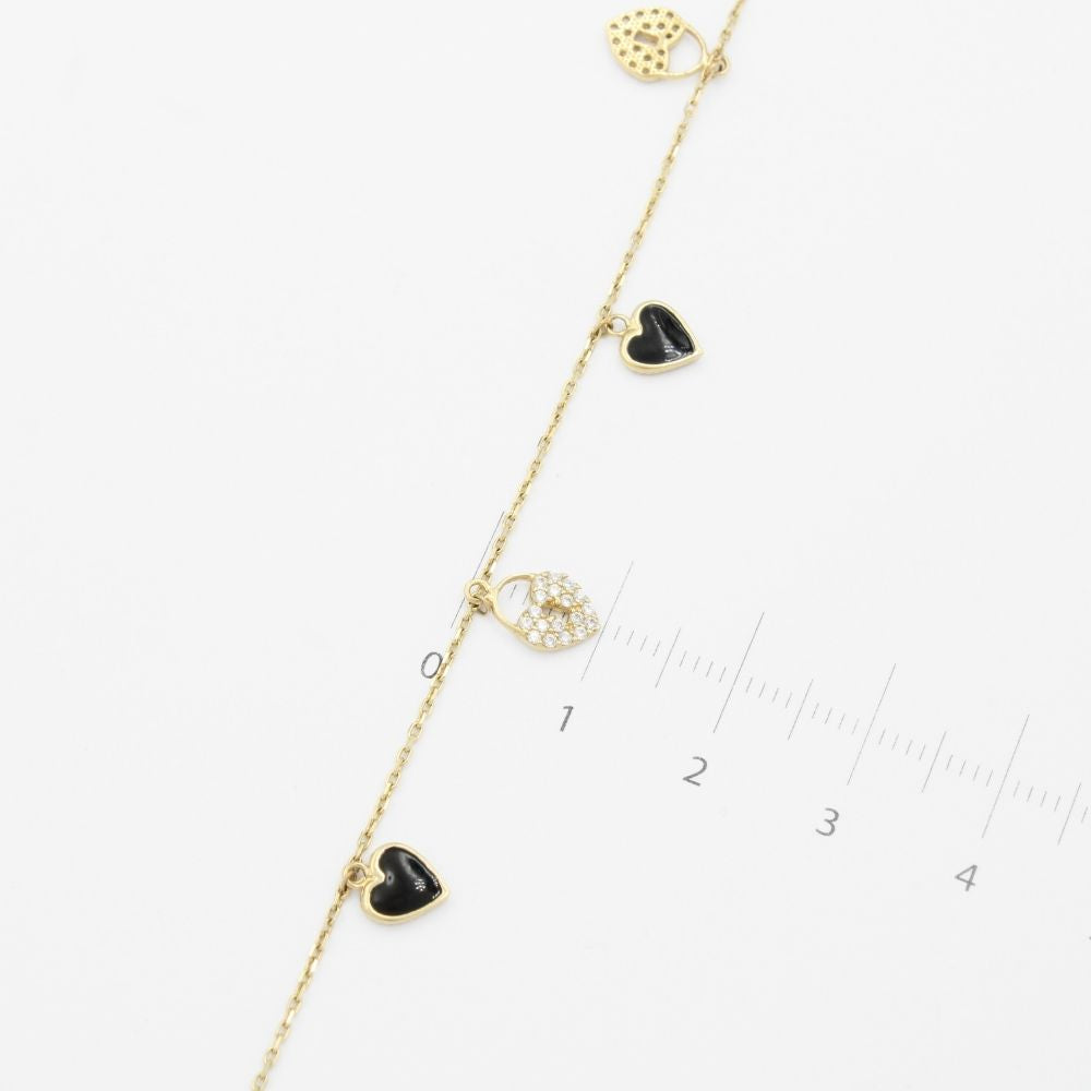 Pulsera de Oro 14k Diseño de Corazones y Candados mod. 9007