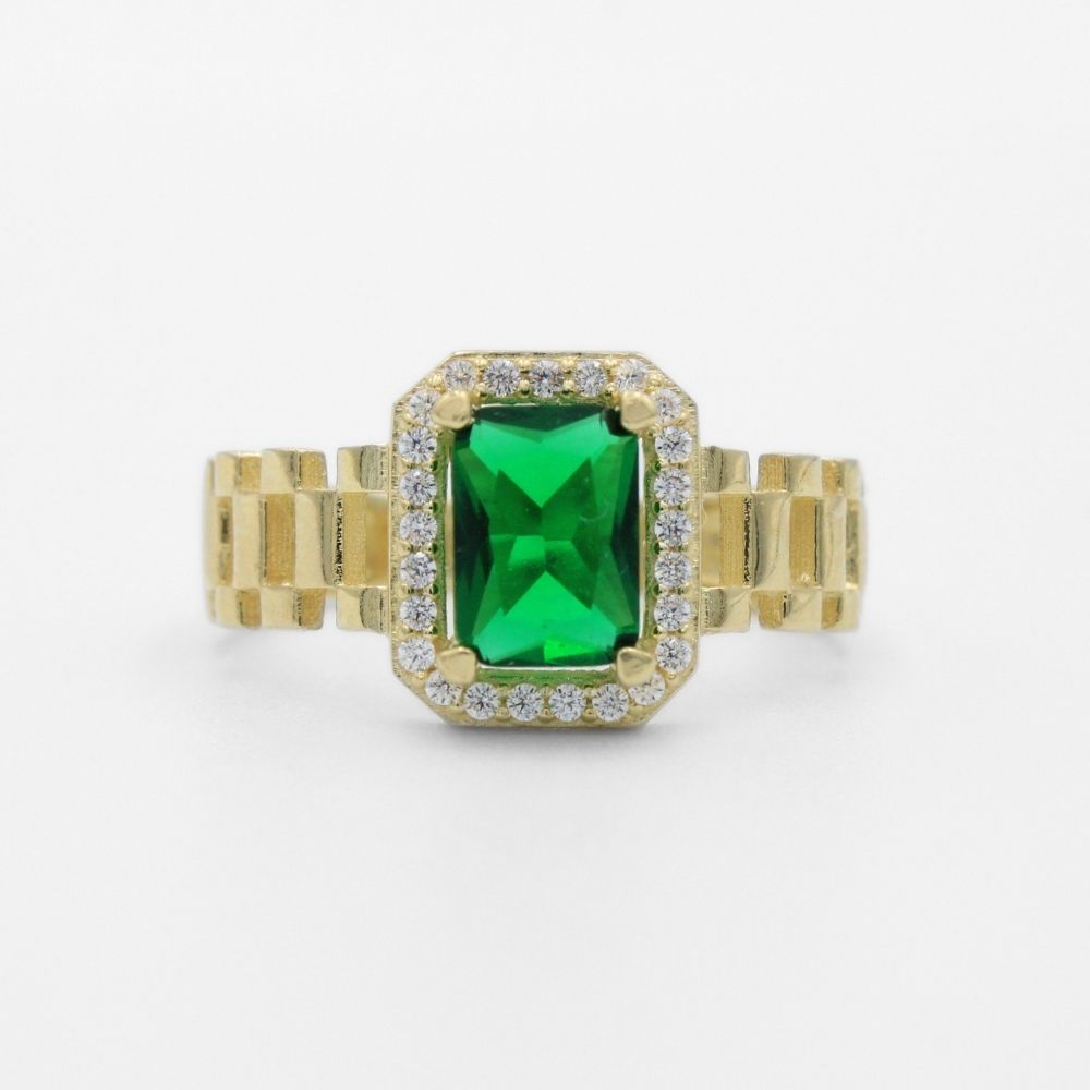 Anillo de Oro 14k Diseño Especial con Zirconias de Corte Fino mod. 9729