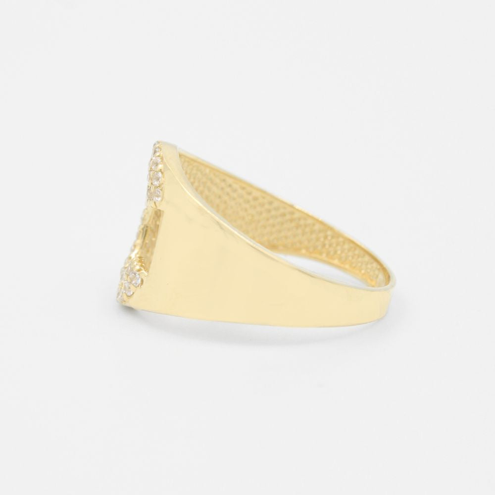 Anillo de Oro 14k con Letra C Incrustada con Zirconias mod. 8806