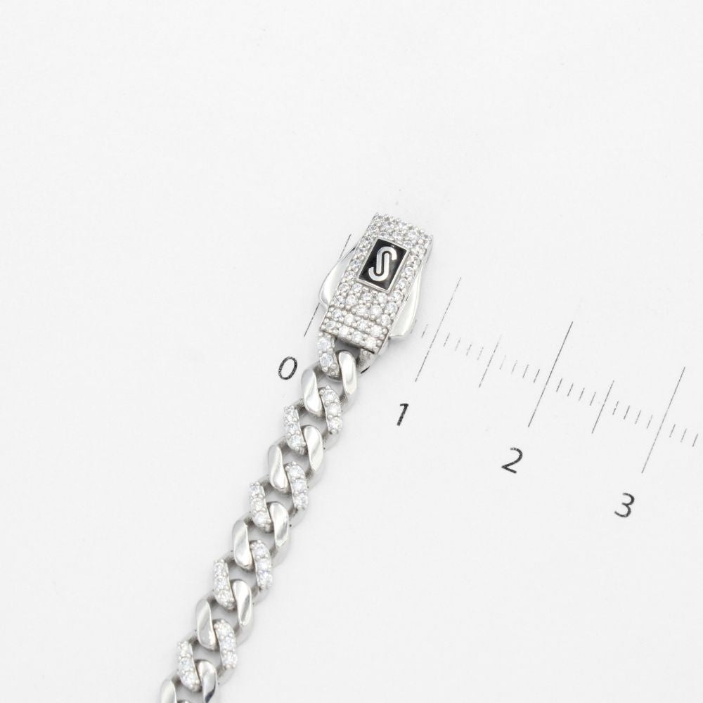 Pulsera Mónaco Chain 14k Modelo Edge de Broche Pavé con Incrustación de Swarovski mod. 9646