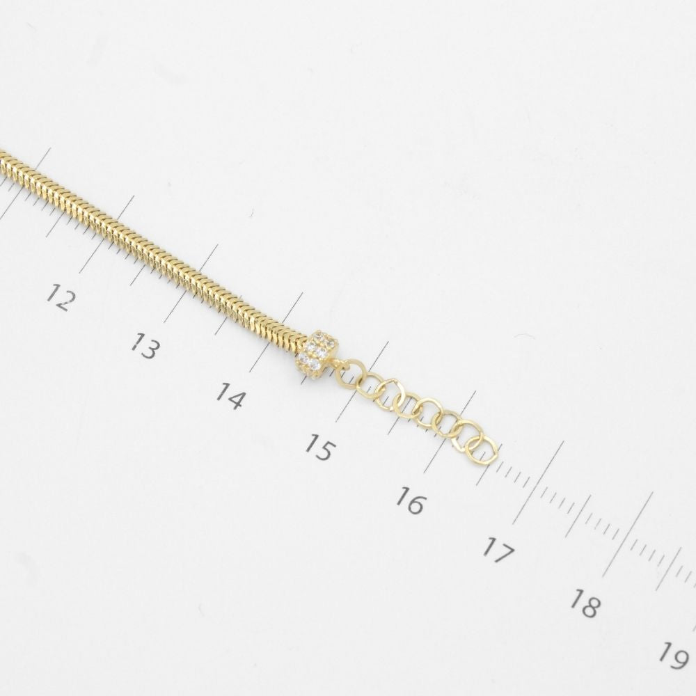 Pulsera de Oro 14k Diseño Especial con Esferas de Zirconia y Charm de Llave Brillante mod. 9689