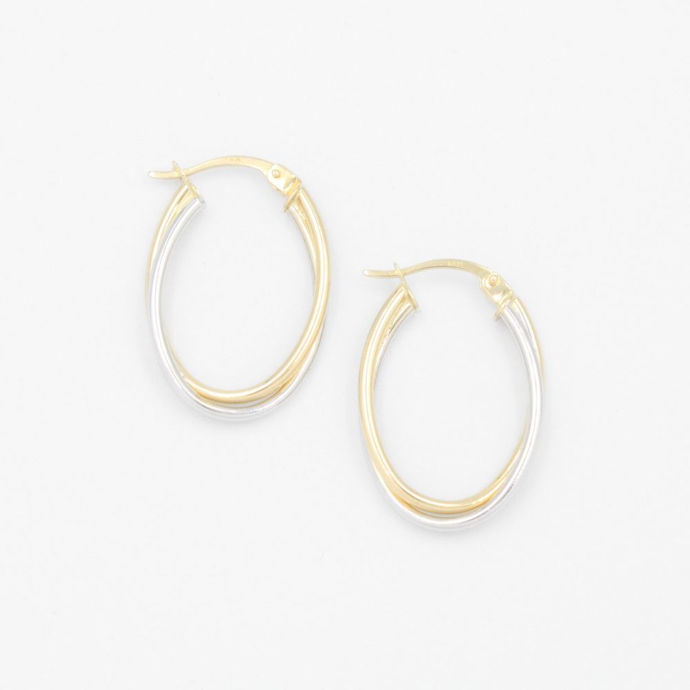 Arracada de Oro 14k de Diseño Tubular Combinado mod. 9260