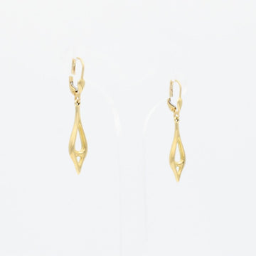 Arete Largo de Oro 14k en Diseño Inflado Hueco de Estilo Brillante mod. 5277