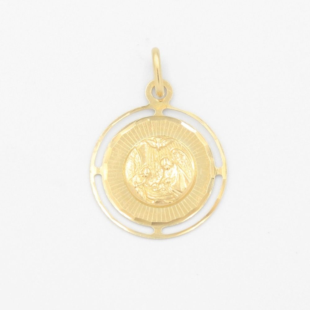 Medalla de Oro 14k Redonda con Imagen de Bautizo mod. 9517