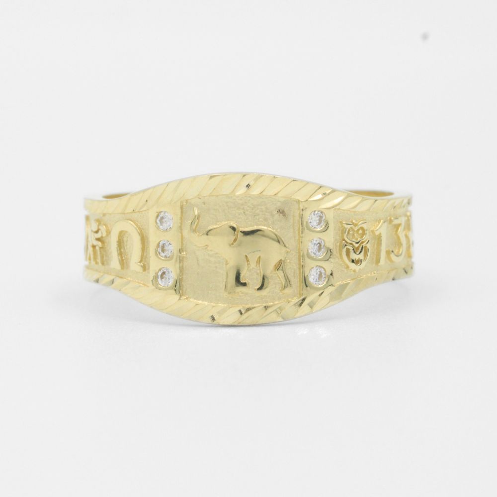 Anillo de Oro 14k Diseño de la Suerte con Diamantado y Zirconias mod. 7816