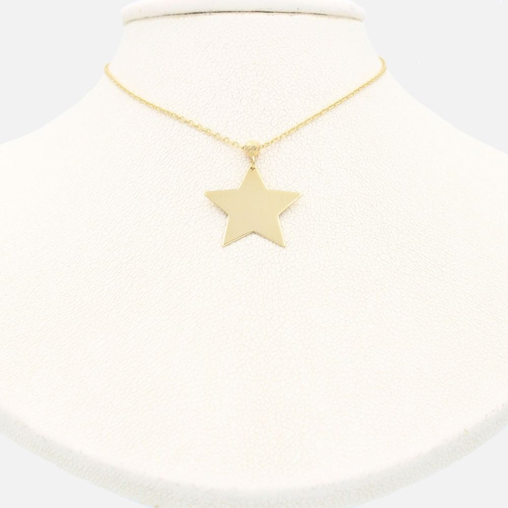 Gargantilla de Oro 14k con Estrella de Diseño Liso y Brillante mod. 9630