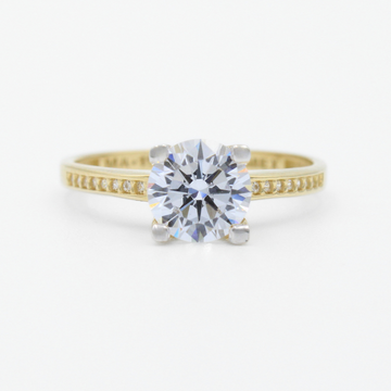 Anillo de Compromiso en Oro 14k Incrustado con Zirconias y Centro de Zirconia en Corte Brillante mod. 9418