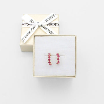 Broquel 10k Semi Circulo con incrustación de Zirconias en Color Rosa Mod. 9842