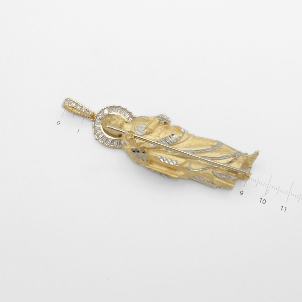 Dije de Oro 14k San Judas Tadeo con Acabado Mate y Zirconias en la Aureola Mod. 9866