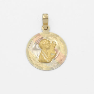 Medalla de Oro 14k para Primera Comunión con Diseño de Niño en Acto de Comunión en Color Florentino mod. 9893