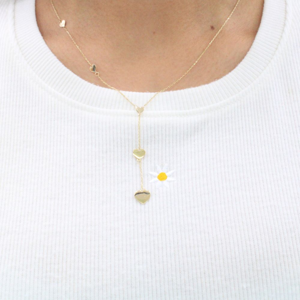 Gargantilla de Oro 14k Diseño de Triple Corazón mod. 9798