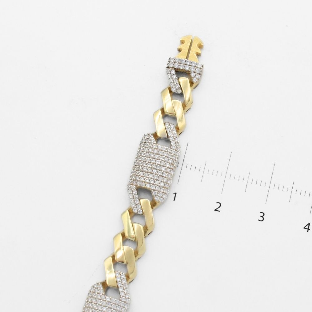 Pulsera Mónaco Chain 14k Modelo Shade Hueco de Broche Pavé con Incrustación Alt. de Swarovski mod. 9922