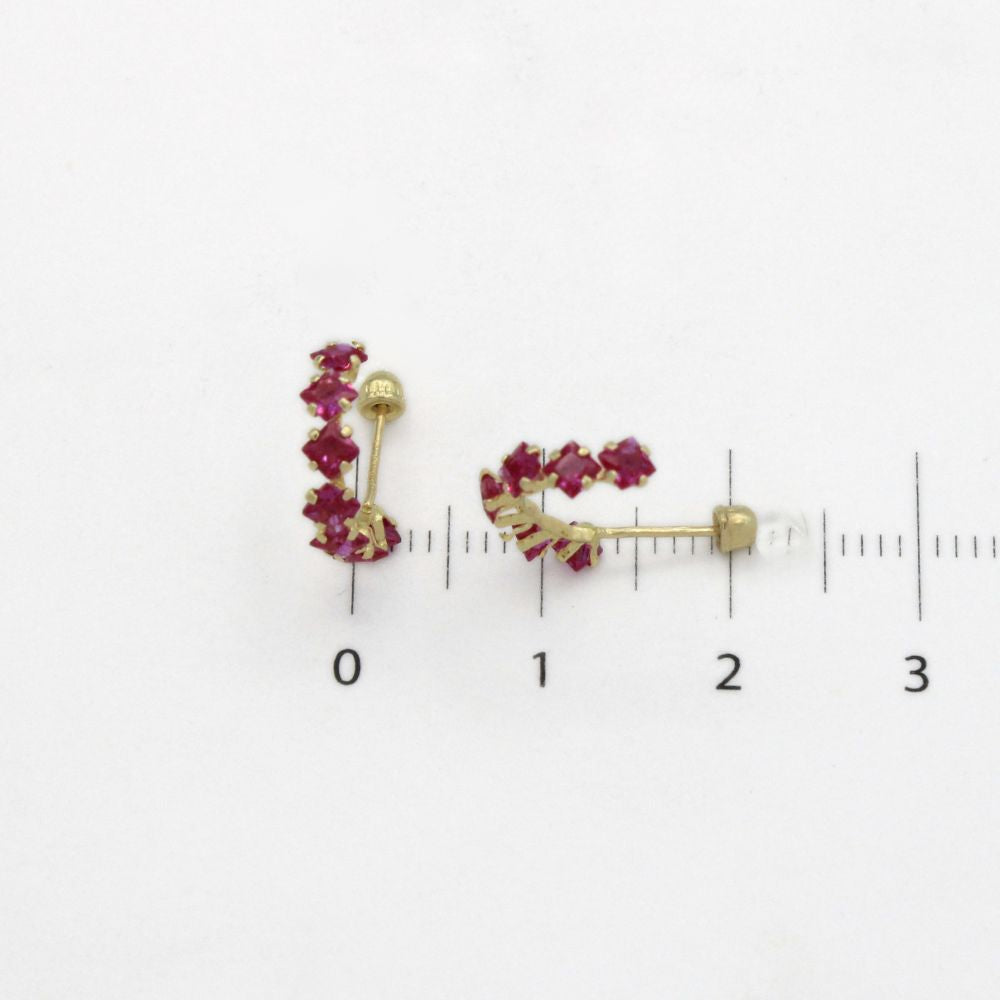 Broquel 10k Semi Circulo con incrustación de Zirconias en Color Rosa Mod. 9842