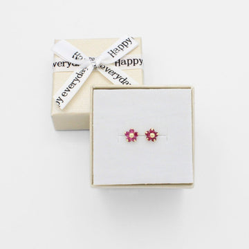 Broquel 10k Flor con Incrustación de Zirconias Rosas Mod. 9844