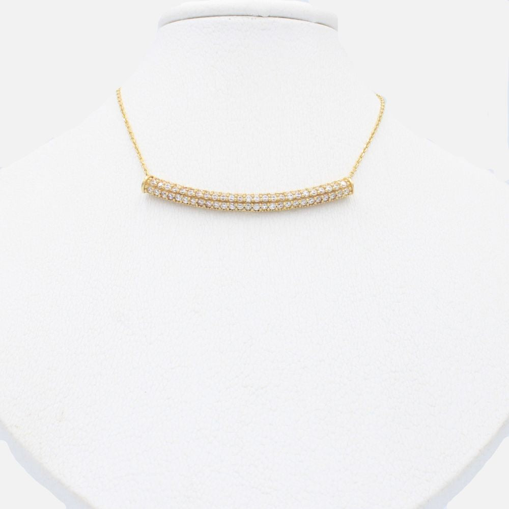 Gargantilla de Oro 14k Diseño de Barra Curva con Incrustación de Zirconias mod. 9800