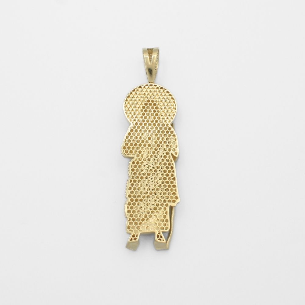 Dije de Oro 14k San Judas Tadeo con Manto de Zirconias Blancas y Aureola Brillante Mod. 9868