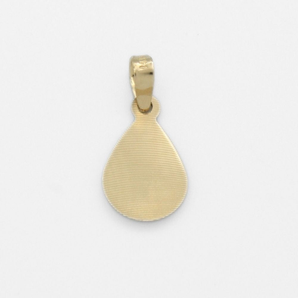 Medalla de Oro 14k para Bautizo con Diseño de Gota en Color Florentino mod. 9894