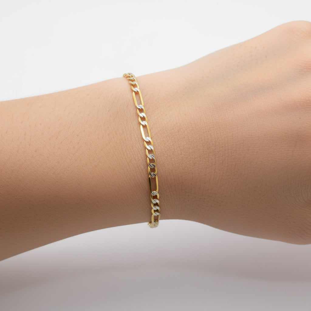 Pulsera de Eslabón en Tejido 3x1 con Diamantado Blanco mod. 10020