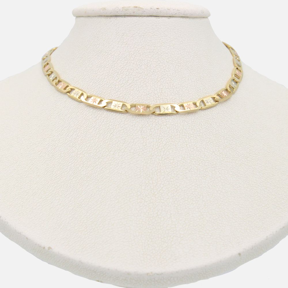 Cadena de Oro 14k Tejido Navaja con Diamantado Estrella mod. 8878