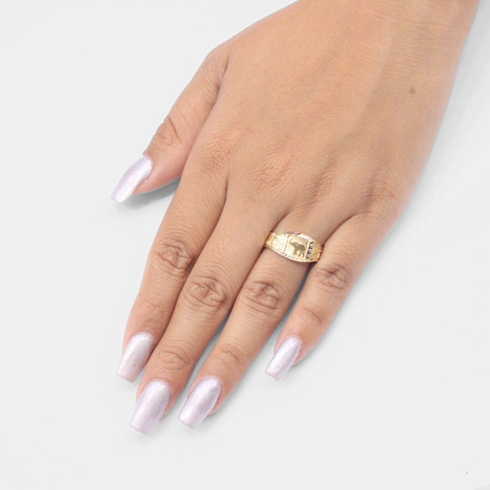 Anillo de Oro 14k Diseño de la Suerte con Diamantado y Zirconias mod. 7816