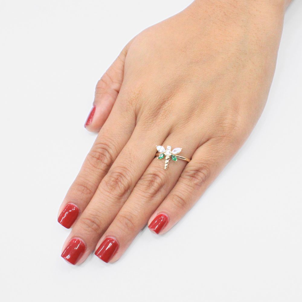 Anillo de Oro 14k con Diseño de Libélula mod. 9250