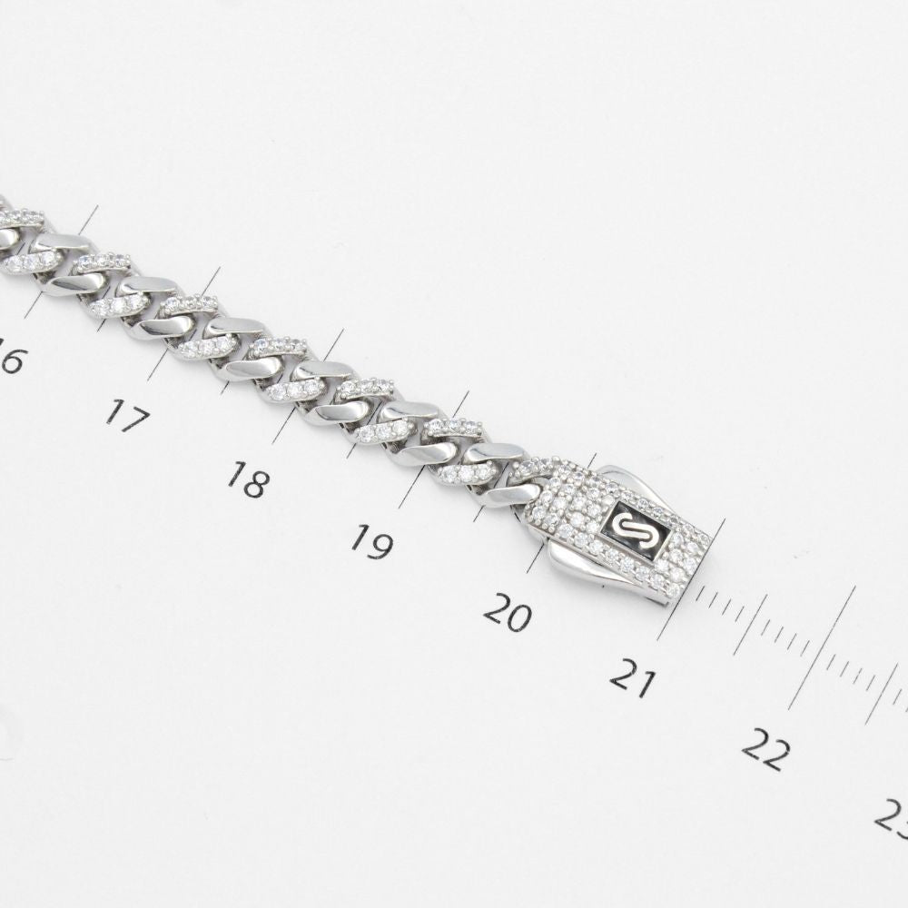 Pulsera Mónaco Chain 14k Modelo Edge de Broche Pavé con Incrustación de Swarovski mod. 9646