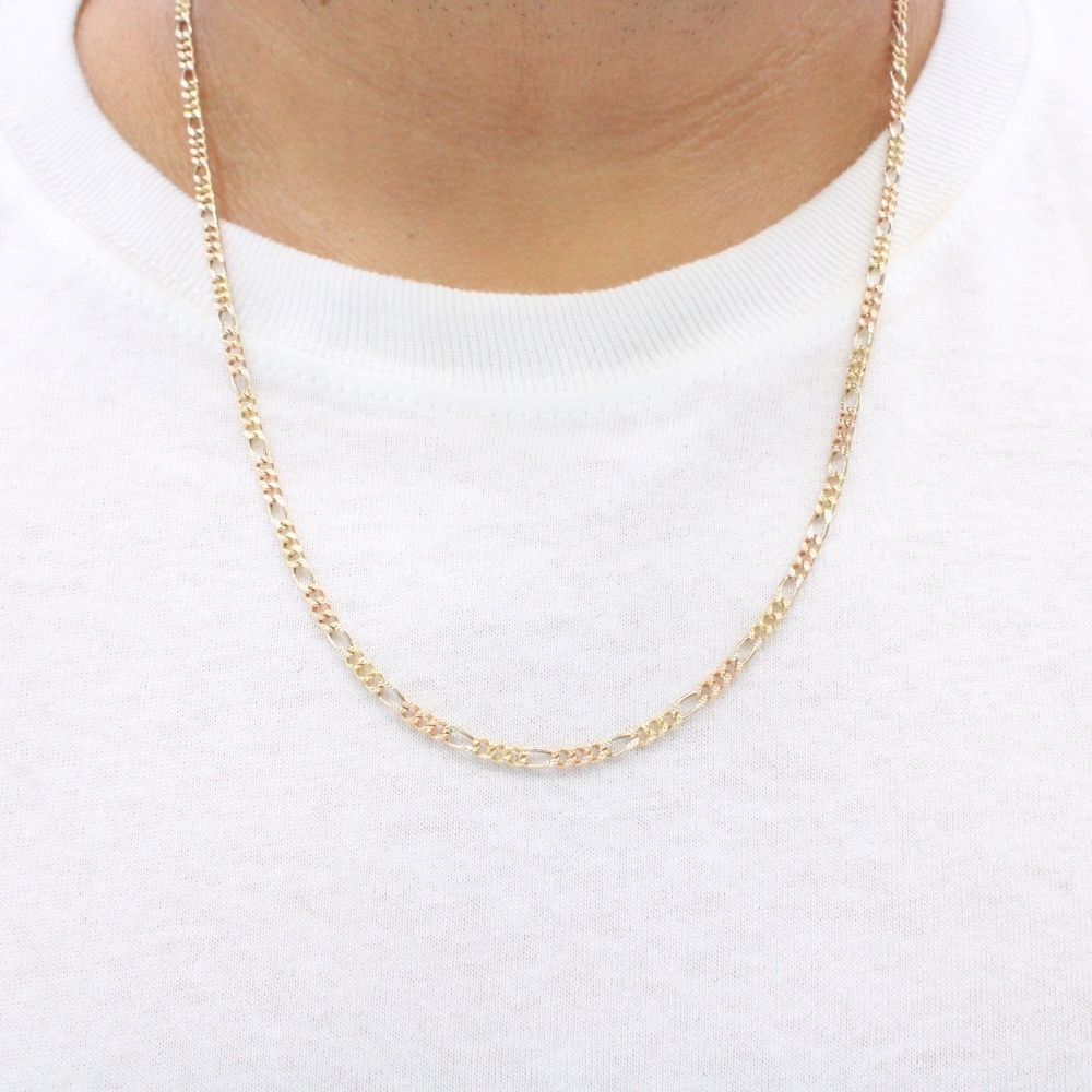 Cadena de Oro 14k Tejido 3x1 Hueca Diamantado mod. 9902