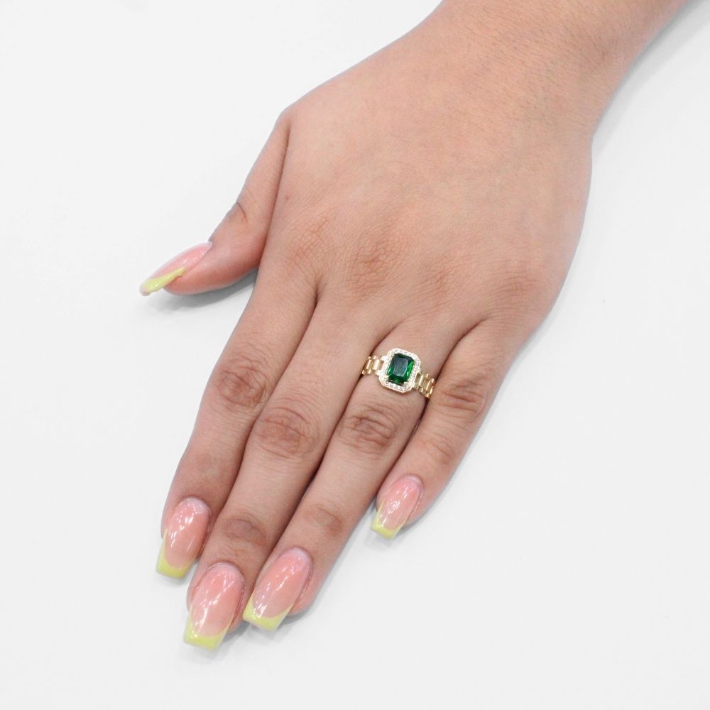Anillo de Oro 14k Diseño Especial con Zirconias de Corte Fino mod. 9729