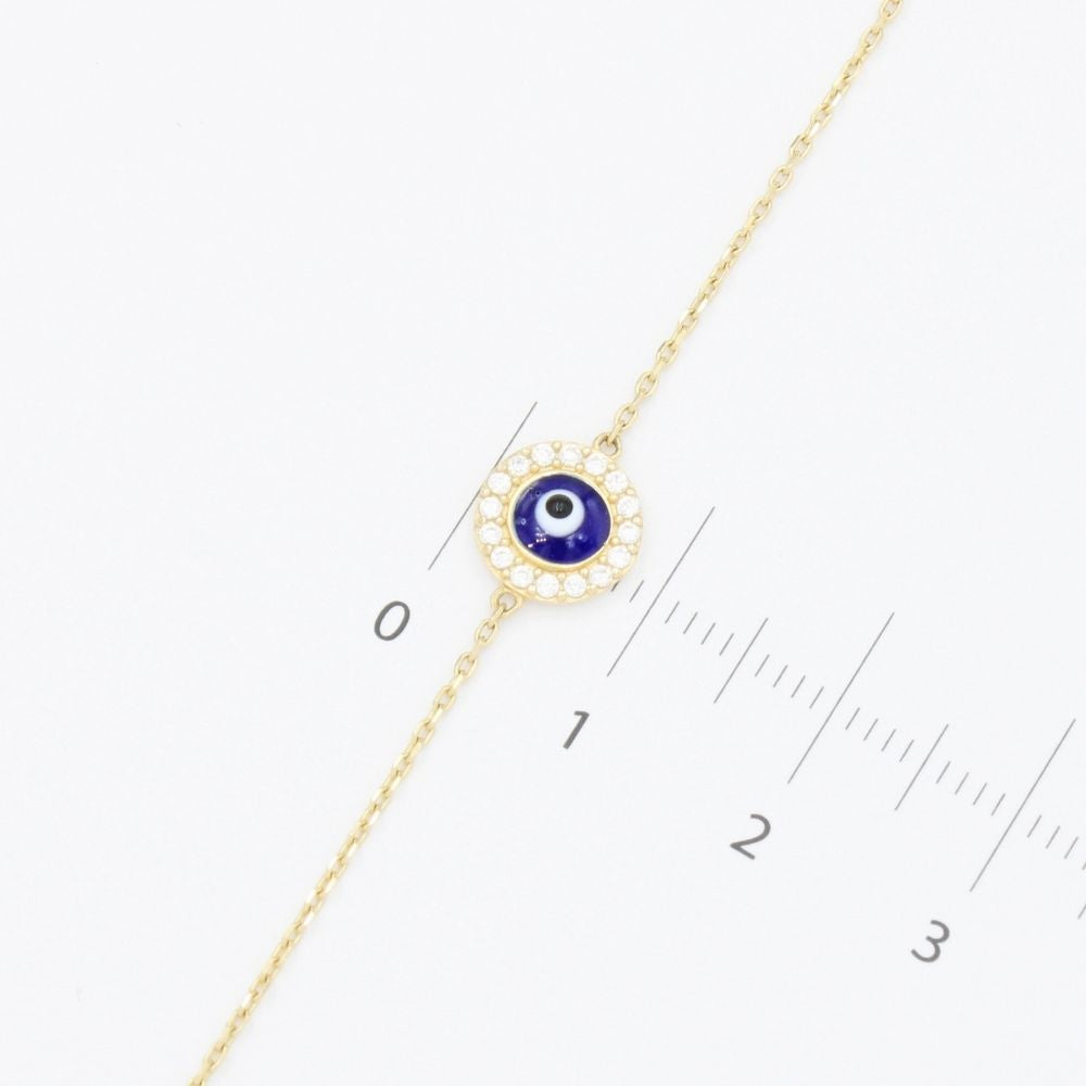 Pulsera de Oro 14k de Tejido Fino y Delgado con Ojo Turco mod. 9320