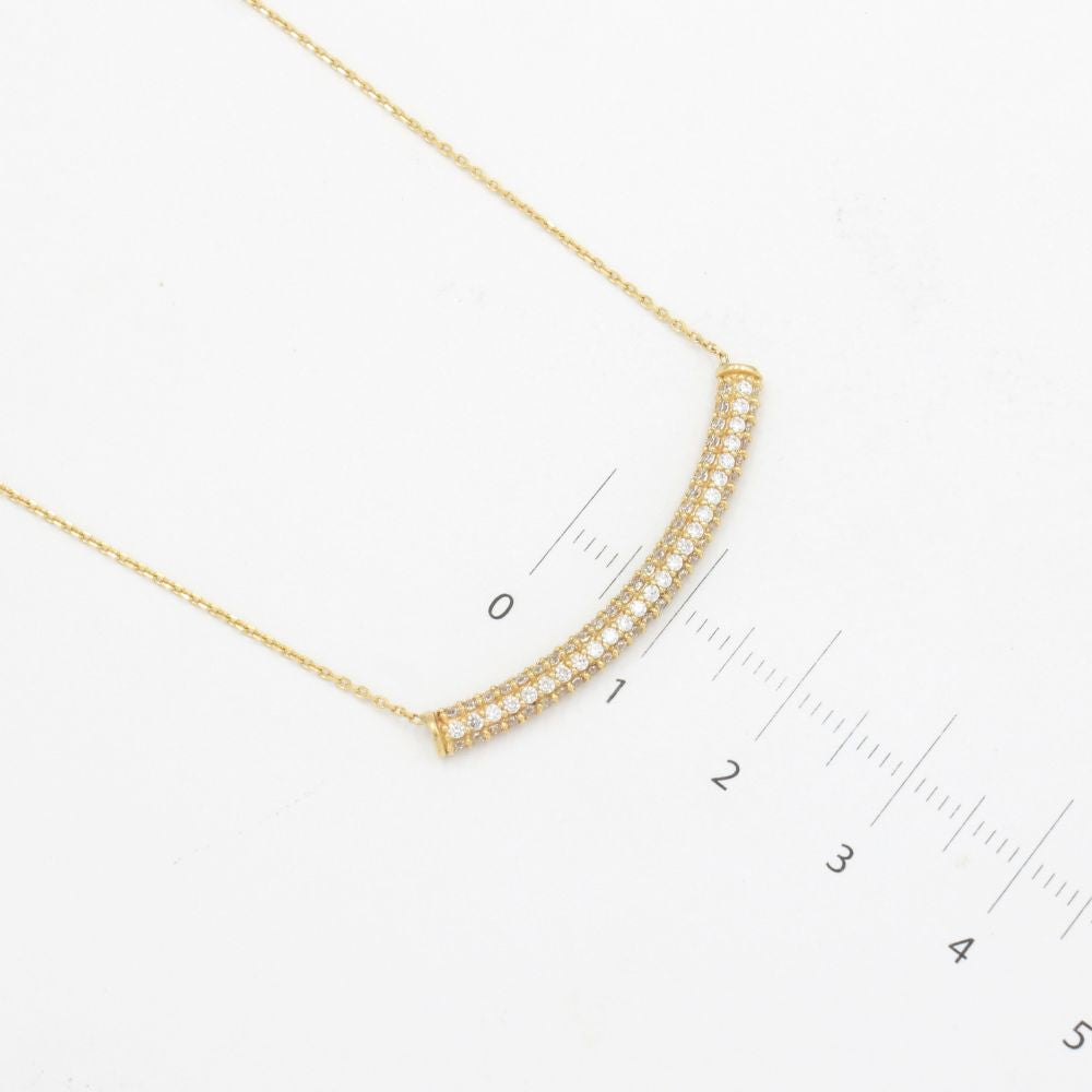 Gargantilla de Oro 14k Diseño de Barra Curva con Incrustación de Zirconias mod. 9800