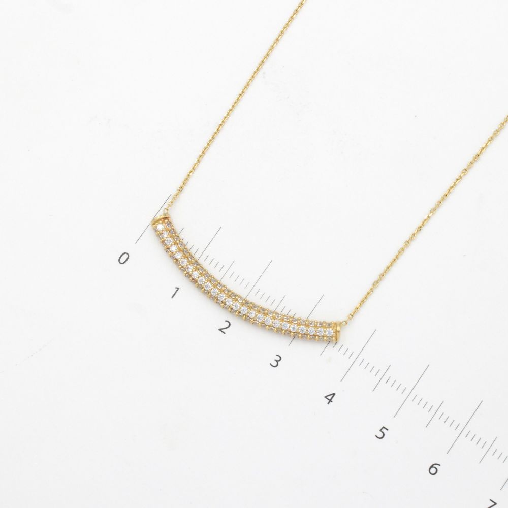 Gargantilla de Oro 14k Diseño de Barra Curva con Incrustación de Zirconias mod. 9800