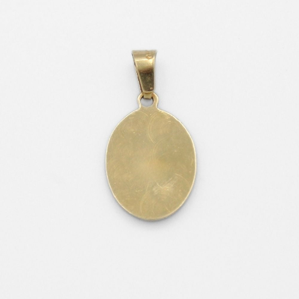 Medalla de Oro 14k para Bautizo con Imagen de la Sagrada Familia en Forma Oval mod. 9895