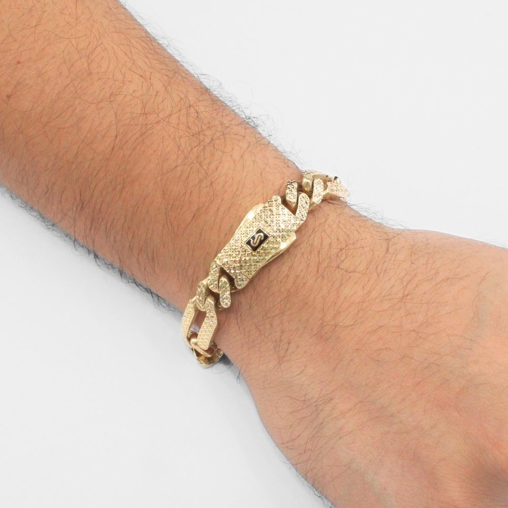 Pulsera Mónaco Chain 14k Modelo Fígaro Hueco de Broche Flex mod. 9926