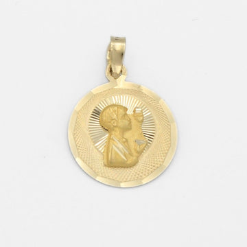 Medalla de Oro 14k para Primera Comunión con Niño Recibiendo la Hostia y Fondo Texturizado mod. 9896
