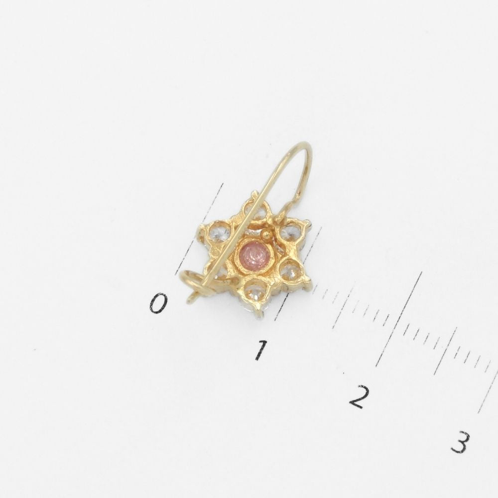 Arete con Broche Arillo de Oro 14k con Diseño Estrella Incrustado con Zirconia Rosa mod. 9762