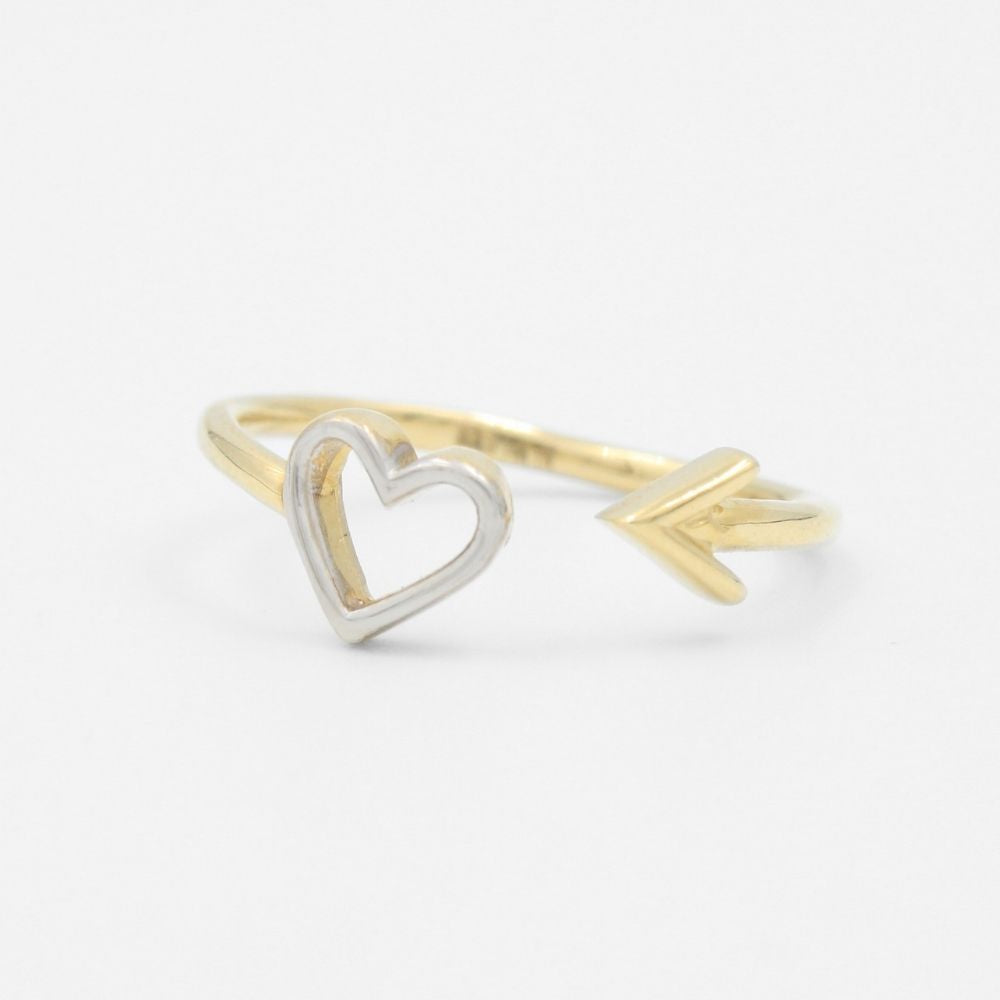 Anillo de Oro 14k con Flecha y Corazón en Diseño Abierto mod. 8356