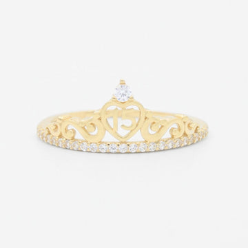 Anillo XV Años de Oro 14k con Diseño de Croazón Incrutado de Zirconias mod. 9552