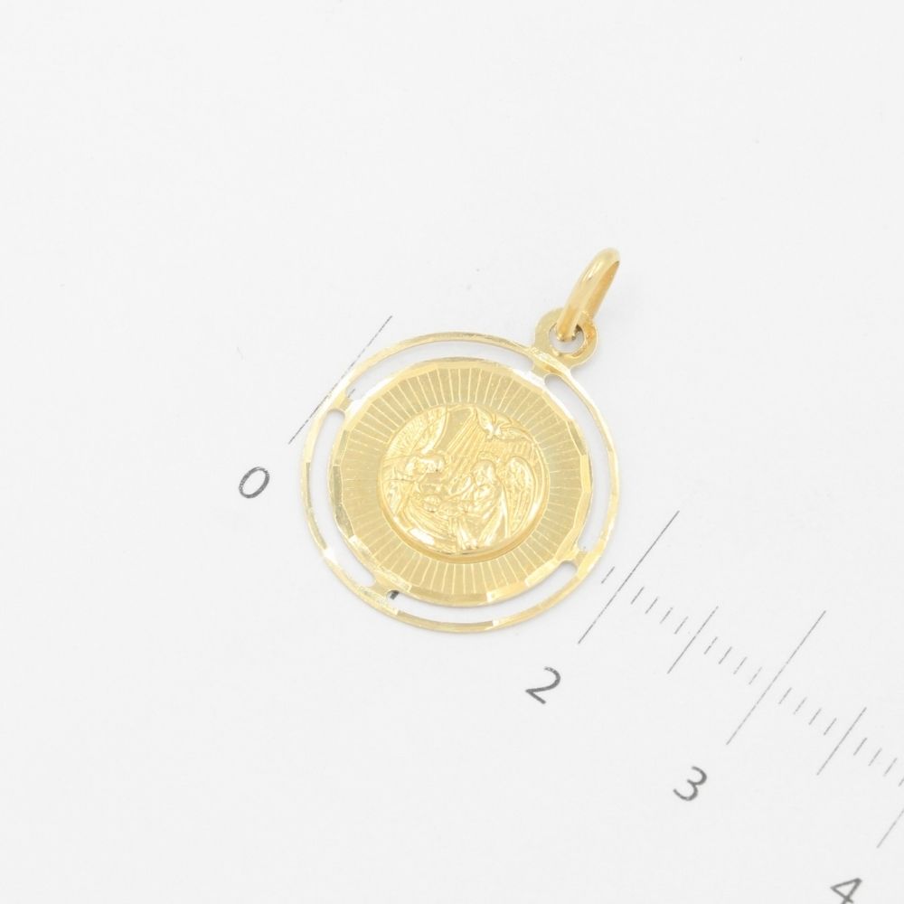 Medalla de Oro 14k Redonda con Imagen de Bautizo mod. 9517
