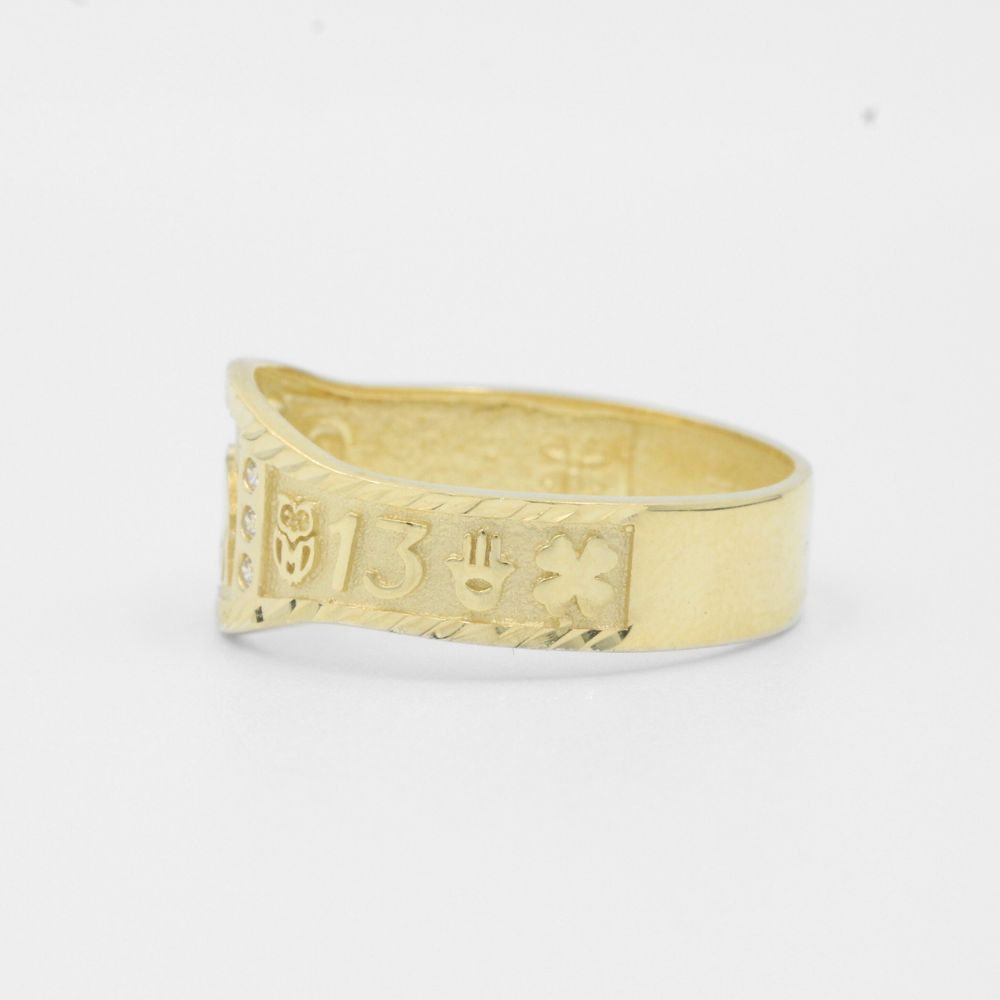 Anillo de Oro 14k Diseño de la Suerte con Diamantado y Zirconias mod. 7816