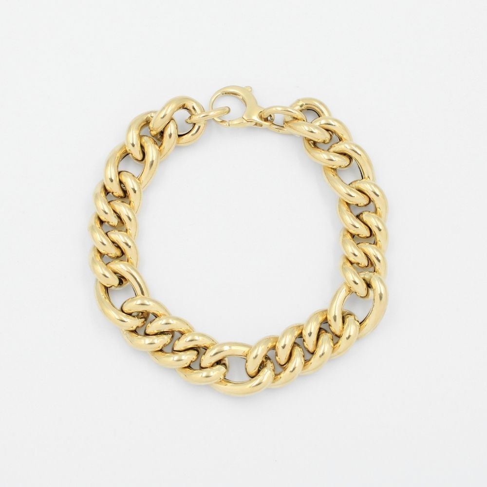 Pulsera de Oro 14k de Tejido 3x1 Inflado y Brillante mod. 9032
