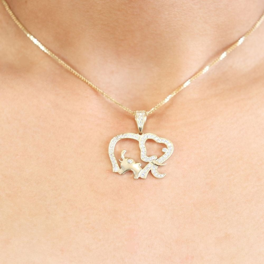Dije de Oro 14k Elefante con Incrustación de Zirconias mod. 4649